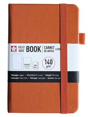 Sakura Pocket Notebook Ruled 160 Pages Amber 3.5"X5.5" Journal School Office